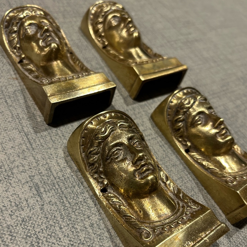 4 vintage metal faces from Century Furniture of Distinction dresser